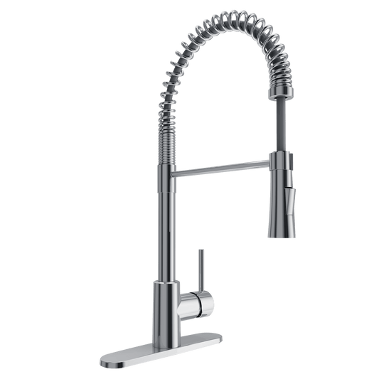 BOCCHI LIVENZA 2.0 Pull-Down Kitchen Faucet in chrome with a sleek gooseneck design, showcasing professional-grade functionality.