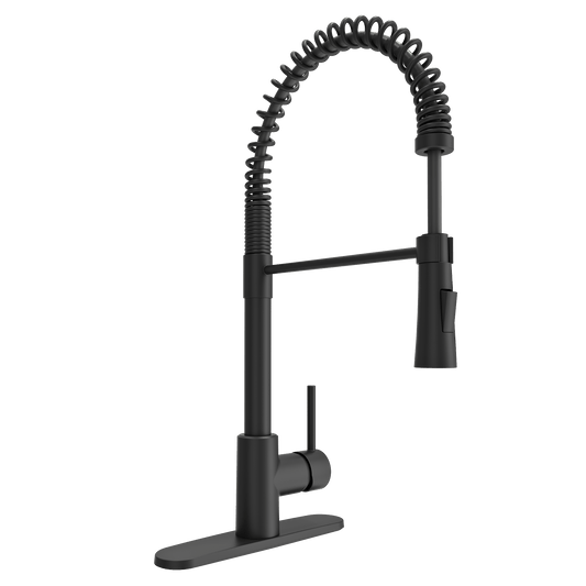 BOCCHI LIVENZA 2.0 Pull-Down Kitchen Faucet in Matte Black with gooseneck design showcasing professional functionality.
