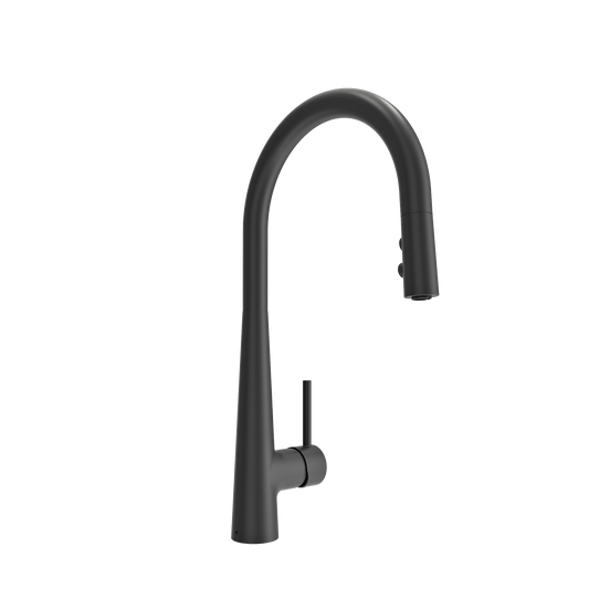 BOCCHI LUGANO 2.0 Pull-Down Kitchen Faucet in sleek black finish with ergonomic design.