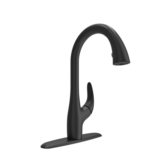BOCCHI PAGANO 2.0 Pull-Down Kitchen Faucet in sleek black finish for timeless kitchen design.