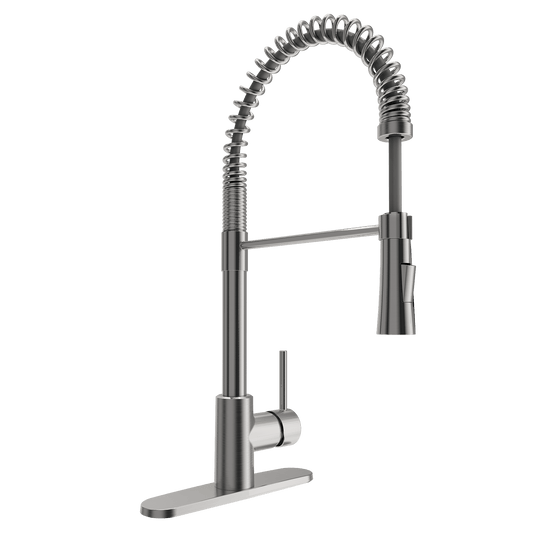 BOCCHI LIVENZA 2.0 Pull-Down Kitchen Faucet in stainless steel with a gooseneck design for modern kitchens.