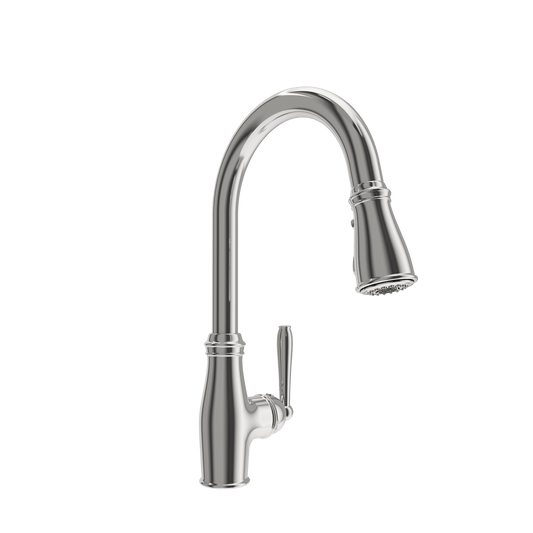 BOCCHI BELSENA 2.0 Pull-Down Kitchen Faucet in polished chrome finish, featuring revolutionary boost spray technology.