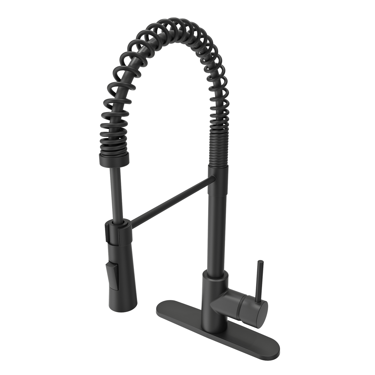 BOCCHI LIVENZA 2.0 Pull-Down Kitchen Faucet in sleek black, showcasing the unique gooseneck design and minimalist handle angle.