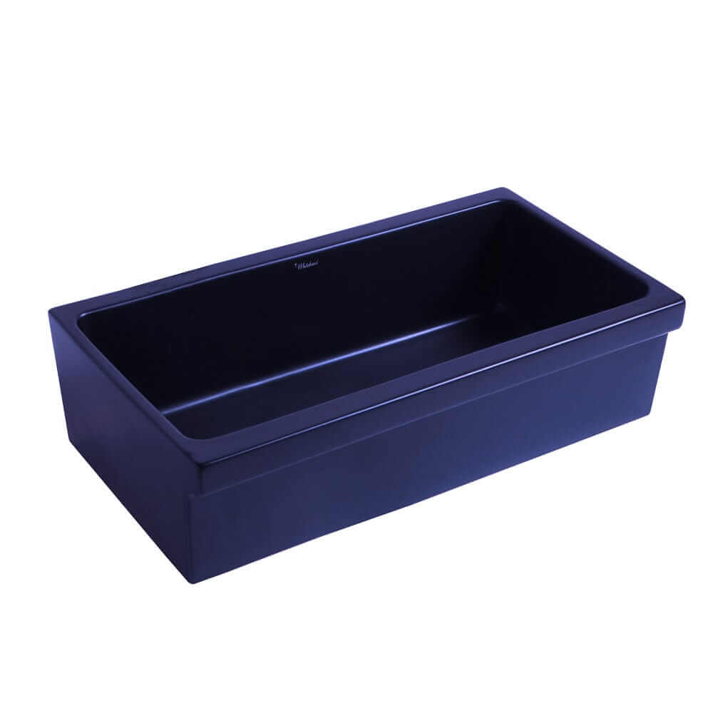 WHITEHAUS 36" Farmhaus Fireclay Quatro Alcove Large Reversible Sink WHQ536 in blue finish