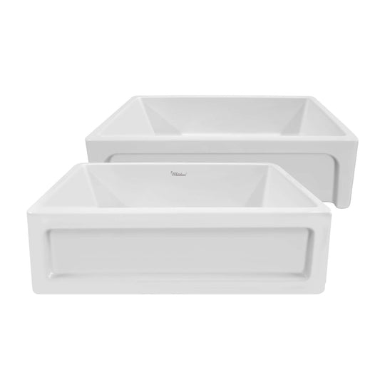 WHITEHAUS 33" Shakerhaus Reversible Kitchen Fireclay Sink WHQ5550-WHITE