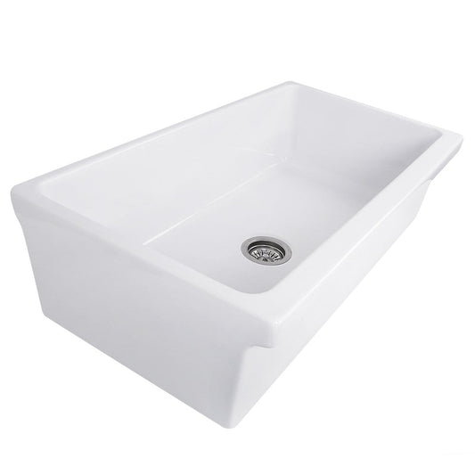 Nantucket 36" Decorative Apron Farmhouse Fireclay Sink - Yarmouth-36W sleek design showing the single bowl construction.