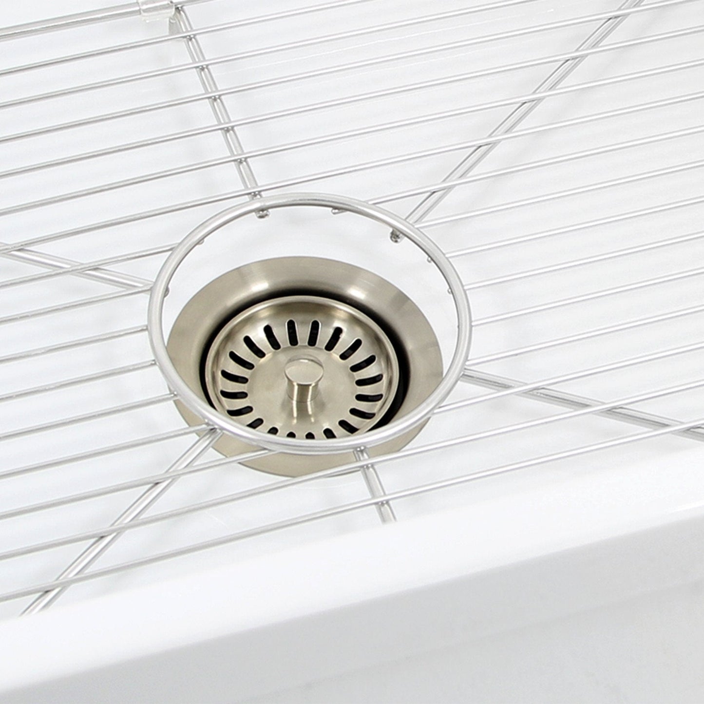 Nantucket Stainless Steel Bottom Grid - BG-FCFS36-DB showing the drain area within the stainless steel grid.