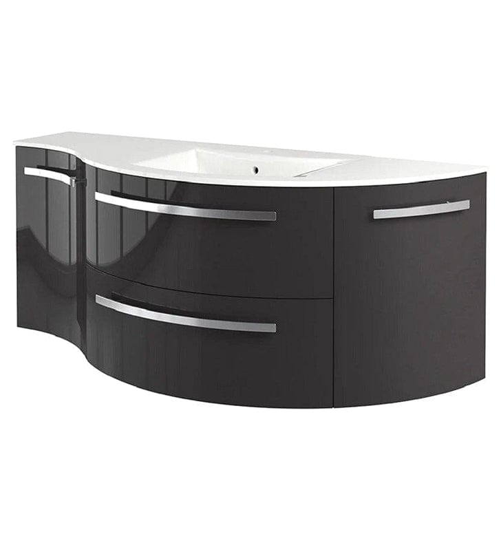 LATOSCANA AMENO 52" Modern Wall Mounted Vanity Unit with Left Concave and Right Rounded Cabinet