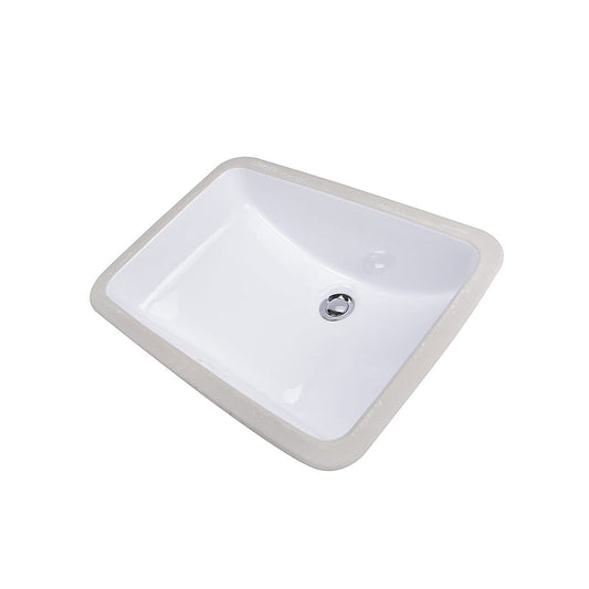Nantucket 18" x 12" Glazed Bottom Undermount Rectangle Ceramic Bathroom Sink - GB-18x12-W in white ceramic design.