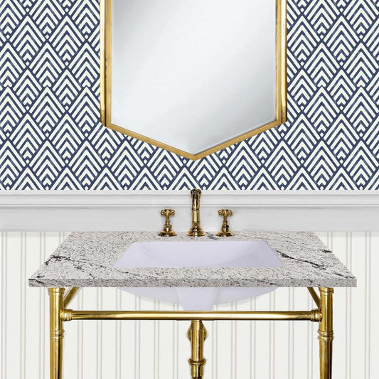 Nantucket 18" x 12" Glazed Bottom Undermount Rectangle Ceramic Bathroom Sink - GB-18x12-W on stylish granite vanity.