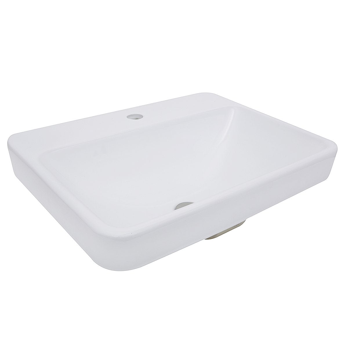 Nantucket 23" 1-hole Rectangular Drop-In Ceramic Vanity Sink - DI-2317-R1 in white ceramic finish.