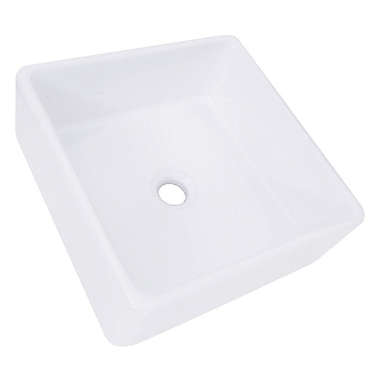 Nantucket Square White Vessel Sink - NSV107A showcasing a clean, minimalist design in premium white ceramic.