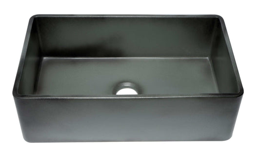 ALFI 33" Concrete Reversible Single Fireclay Farm Kitchen Sink ABCO3320SB in sleek black concrete finish.