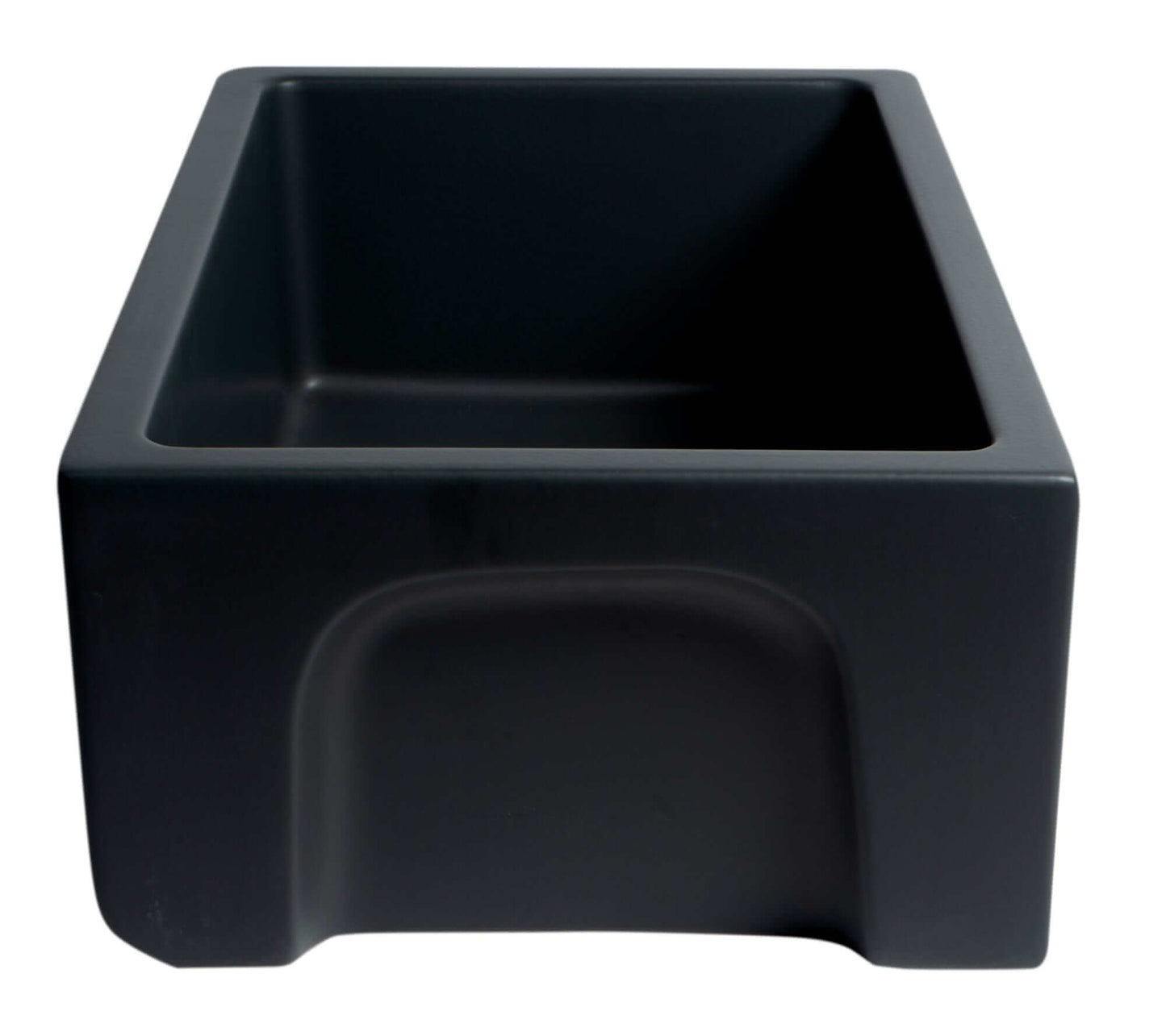 ALFI 30" Black Matte Reversible Fireclay Farmhouse Sink showcasing sleek black matte finish.