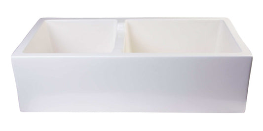 ALFI 36" Biscuit Smooth Apron Thick Wall Fireclay Double Bowl Farm Sink AB3618DB-B