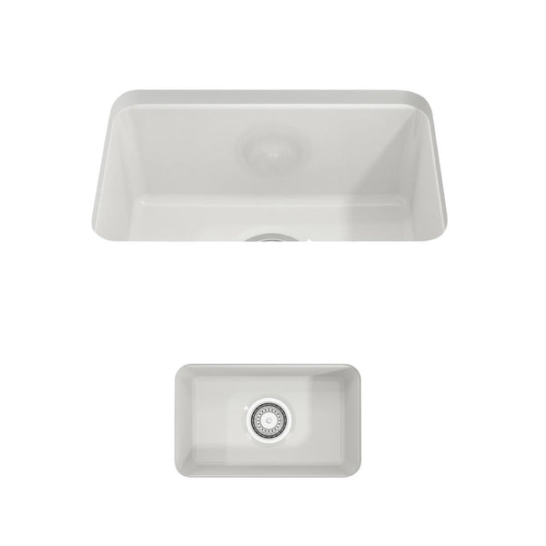 BOCCHI SOTTO 12 Fireclay Modern Undermount Single Bowl Bar Sink with Strainer