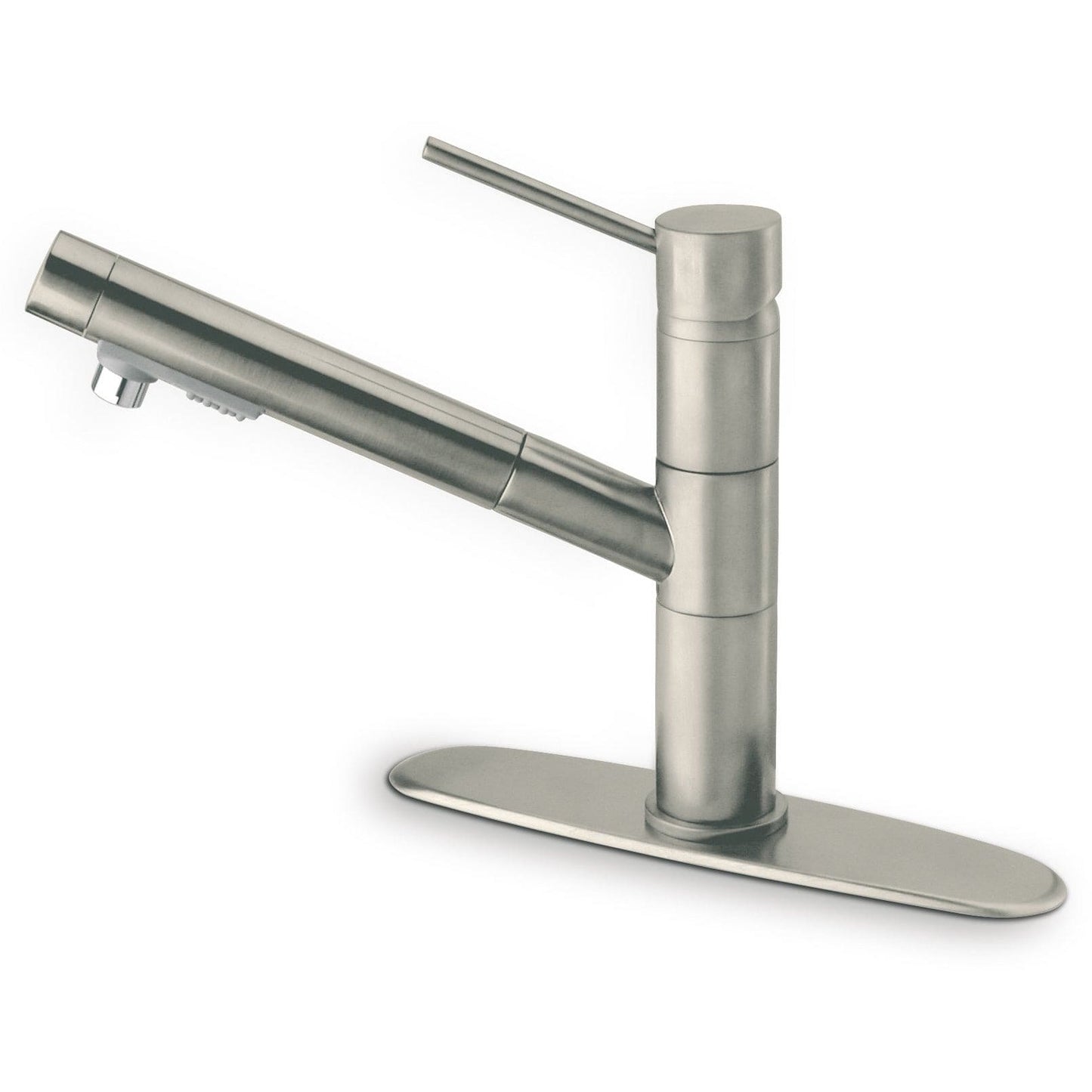 LATOSCANA Elba Low Arc Single Handle Kitchen Faucet Chrome front view with brushed nickel finish.