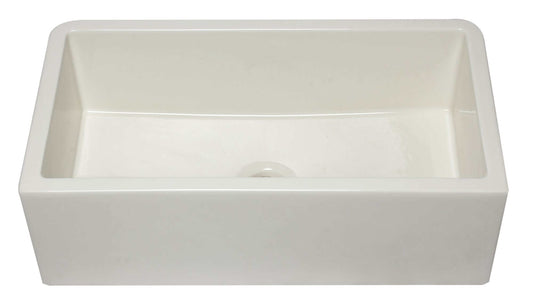 ALFI 33" Biscuit Smooth Apron Solid Thick Wall Fireclay Single Bowl Farm Sink AB3318SB-B
