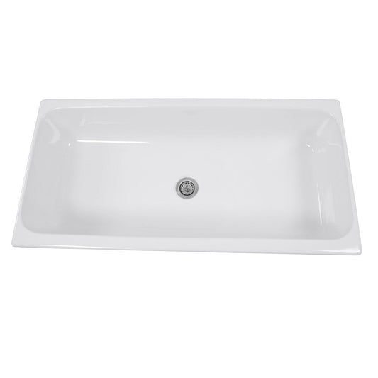 Nantucket 35.5" Rectangular Italian Fireclay Vessel Sink - Canal35-90 in pristine white finish.