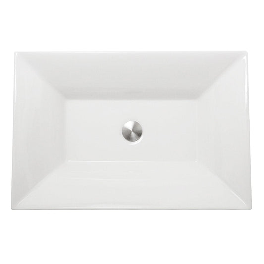 Nantucket Cannes Italian Fireclay Vanity Sink - RC73040W top view showcasing its elegant design and polished finish.