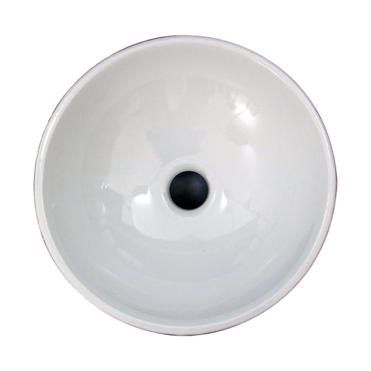 Nantucket Drake Fireclay Hand-Decorated Vanity Sink. White - RC7040GMS-W, top view showing the sink's interior design.