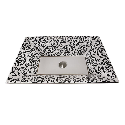 Nantucket La Maddalena Italian Fireclay Vanity Sink - RC73040PD featuring elegant black and white design.