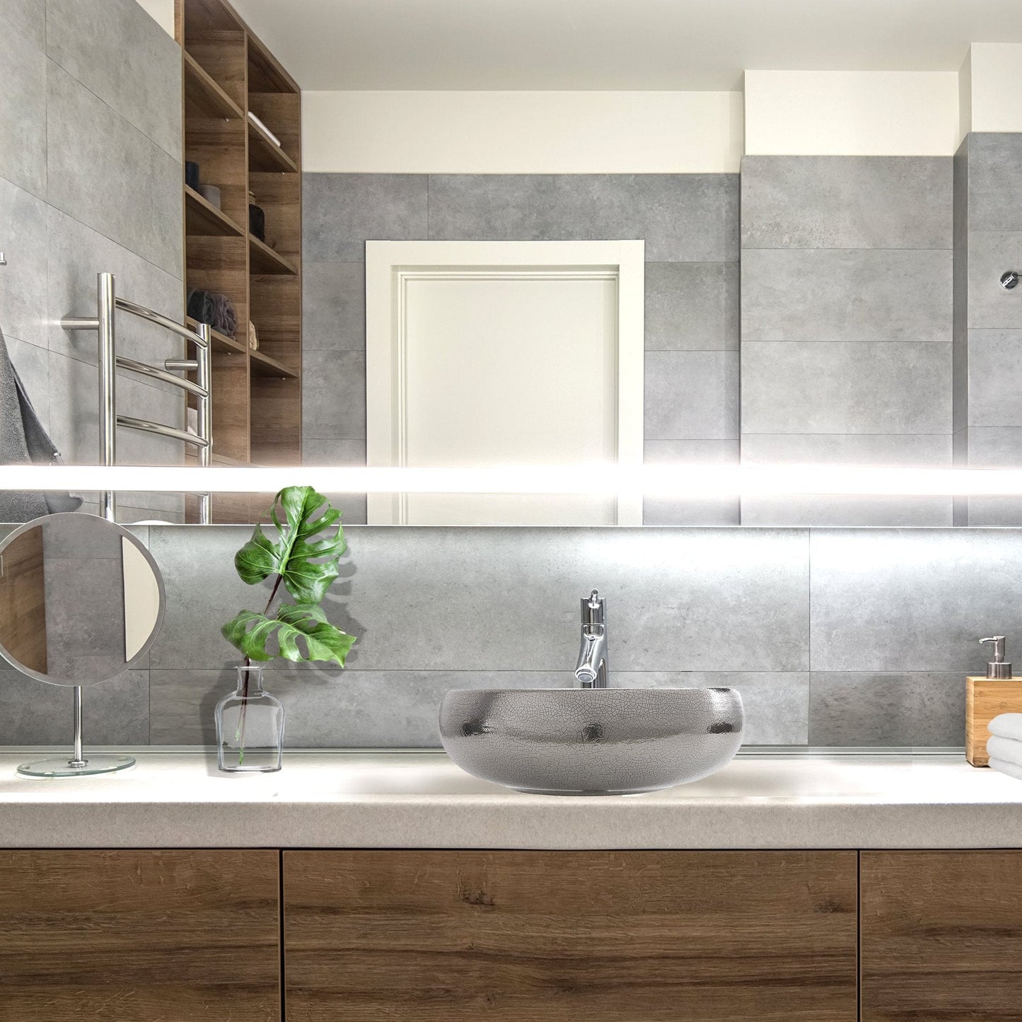 Nantucket Monte Carlo Italian Fireclay Vanity Sink - RC72030P showcased in modern bathroom with sleek decor.
