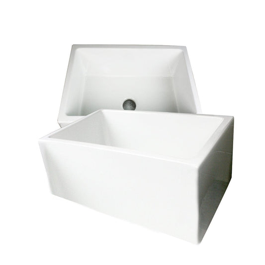 Nantucket 24" Farmhouse Apron Sink - Hyannis-24 in polished white fireclay featuring a unique apron front design.