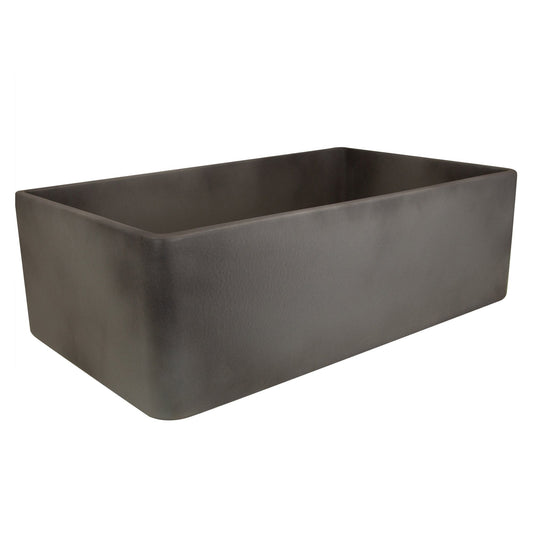 Nantucket 30" Farmhouse Fireclay Sink with Concrete Finish - FCFS3020S-Concrete side view with smooth surface