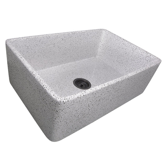 Nantucket 30" Farmhouse Fireclay Sink with Pietra Sarda Finish - FCFS3020S-PietraSarda in speckled gray stone finish.