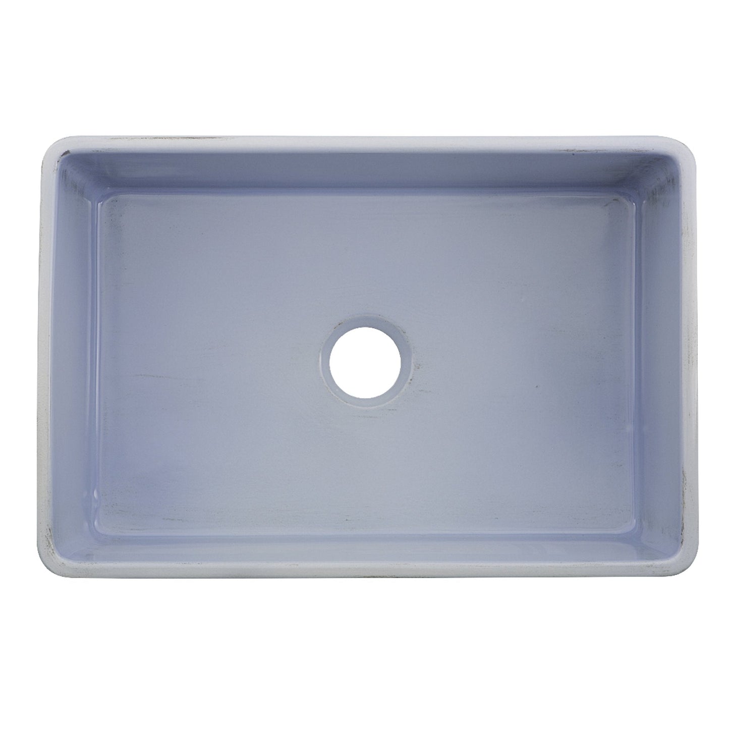 Nantucket 30" Farmhouse Fireclay Sink with Shabby Sugar Finish - FCFS3020S-ShabbySugar top view showing interior basin design.