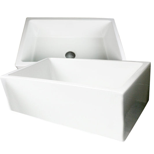 Nantucket 30" Italian Farmhouse Fireclay Sink - Hyannis-30 in polished white finish.