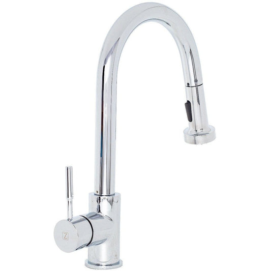 ZLINE Monet Kitchen Faucet with polished chrome finish and pull-down sprayer for artistic kitchen design.