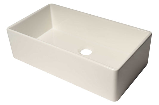 ALFI 36" Smooth Apron Single Bowl Fireclay Farm Sink AB536-W in pristine white finish.