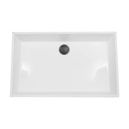 Nantucket Rectangle White Glacierstone Sink - NS-GSTR24 top view showing modern design and drain