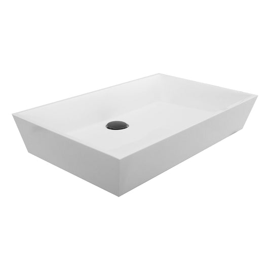 Nantucket Rectangle White Glacierstone Sink - NS-GSTR24, compact white trough sink for space-efficient bathrooms.