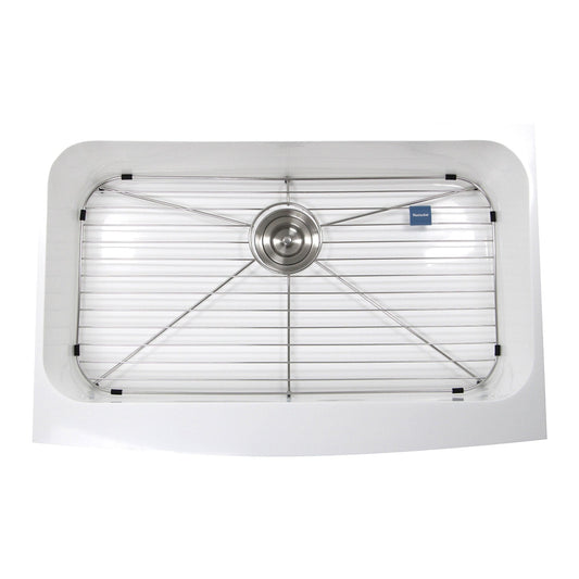 Nantucket Retrofit Glacierstone Single Bowl EZApron Kitchen Sink - NS-GSEZA32S top view with protective grid