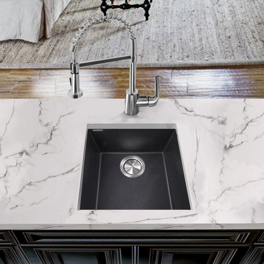 Striking Black Bar Sink - Nantucket 17" Undermount for Bold Entertaining in a modern countertop.