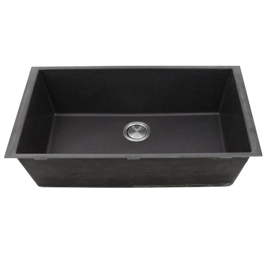Nantucket 33" Undermount Granite Composite Kitchen Sink Black showcasing deep black finish and sleek design.