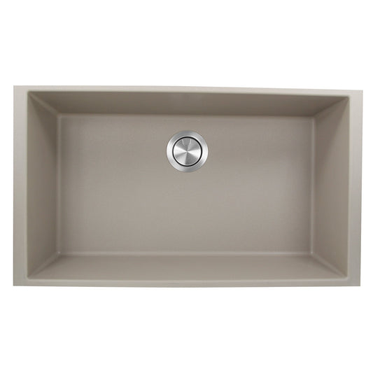 Nantucket 33" Undermount Granite Composite Kitchen Sink Truffle with round drain.