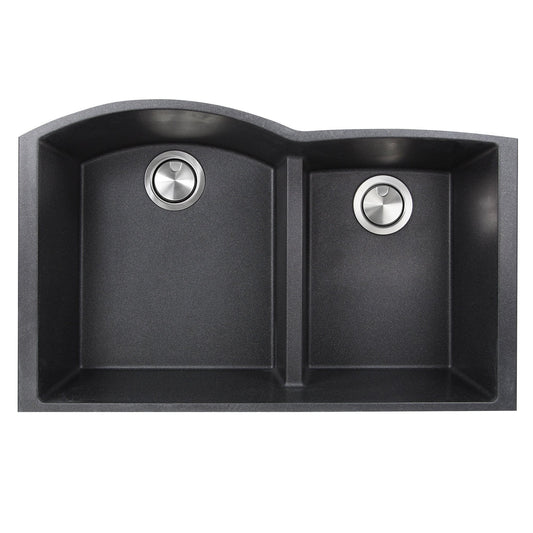 Nantucket 60/40 Double Bowl Undermount Granite Composite Black - PR6040-BL-UM sink showcasing double bowl design.