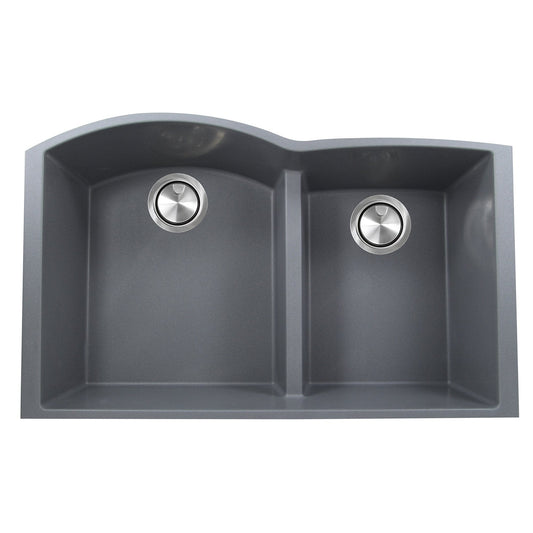 Nantucket 60/40 Double Bowl Undermount Granite Composite Titanium - PR6040-TI-UM in elegant titanium finish.
