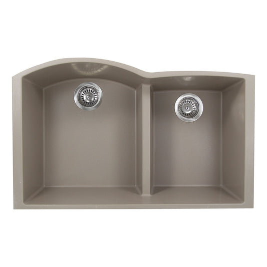 Nantucket 60/40 Double Bowl Undermount Granite Composite Truffle - PR6040-TR-UM in a sleek design with dual sinks.