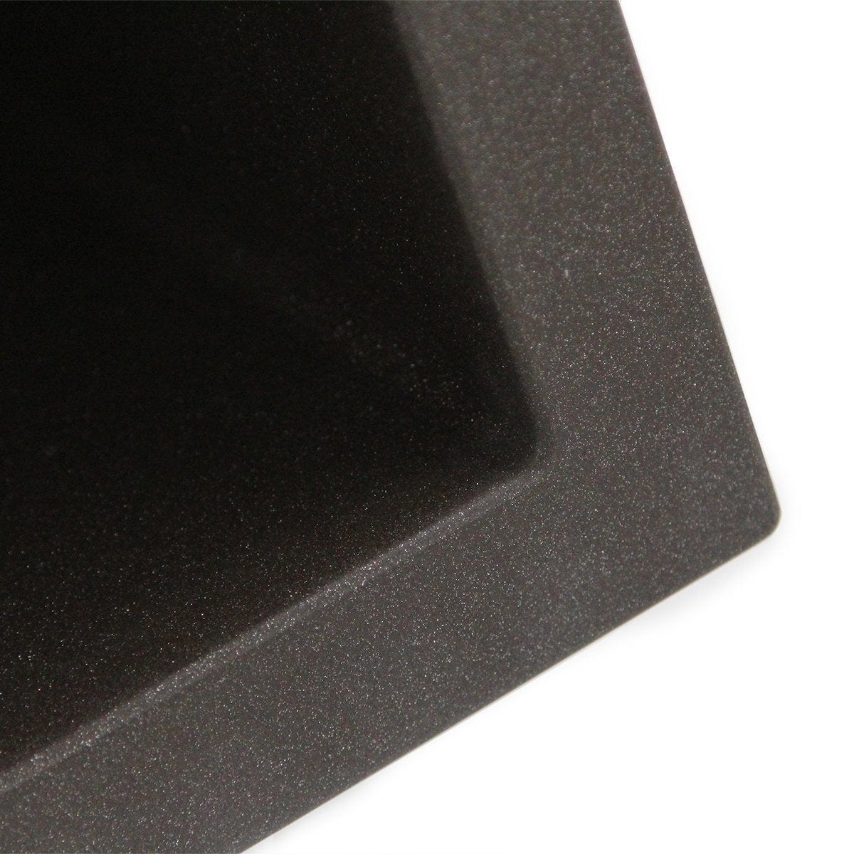 Close-up view of the Nantucket Large Double Bowl Prep Station Granite Composite Brown sink texture.
