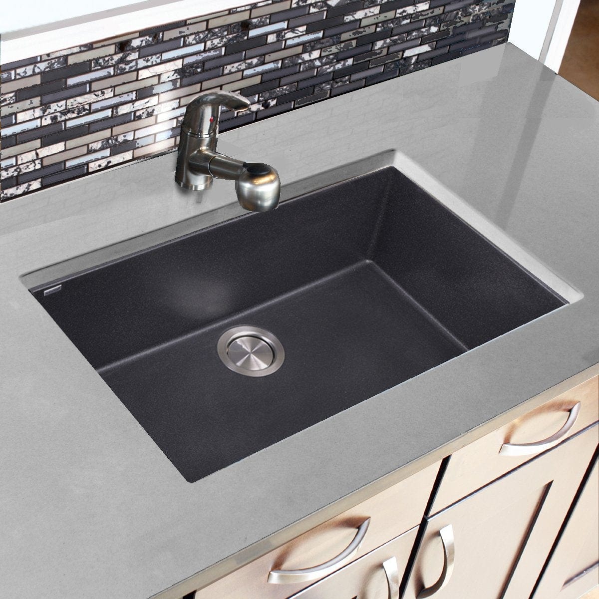 Nantucket's Bold Black Undermount Sink - Large Single Bowl in sleek kitchen countertop setting