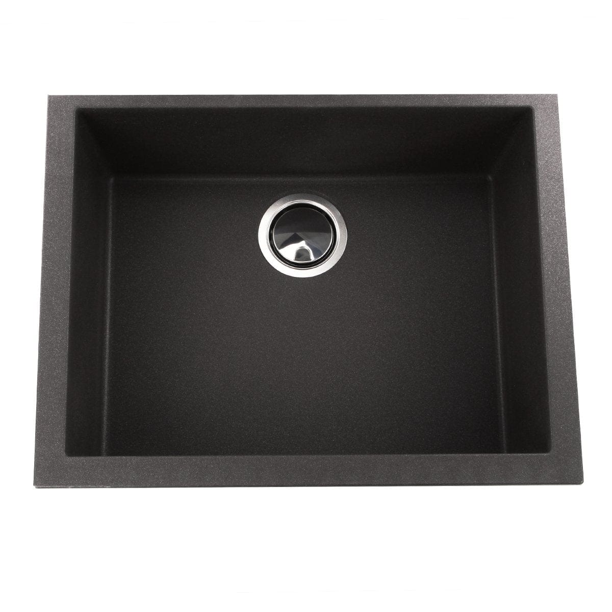 Elegant Black Compact Sink by Nantucket - Undermount Style, featuring a sleek black finish and modern drain design.
