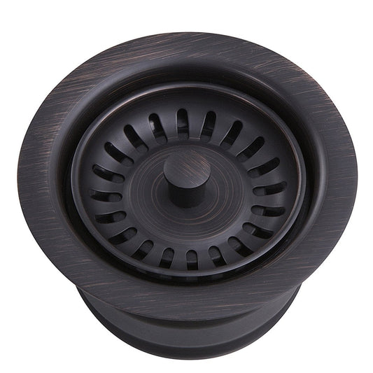 Nantucket 3.5" Extended Flange Disposal Kitchen Drain Brushed Oil Rubbed Bronze - 3.5EDF-ORB from a top-down view showing intricate design and finish.