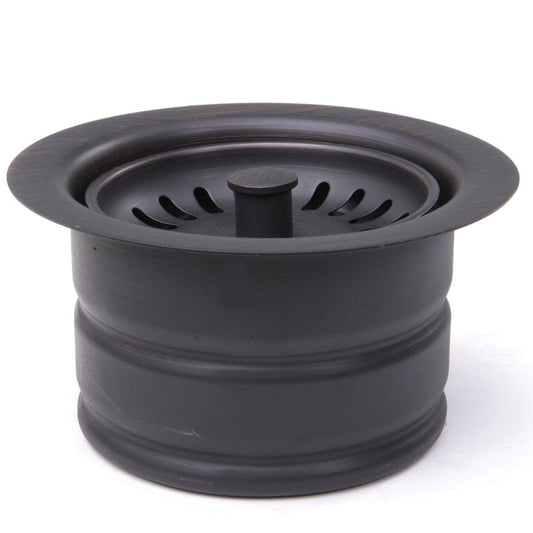 Nantucket 3.5" Extended Flange Disposal Kitchen Drain Brushed Oil Rubbed Bronze - 3.5EDF-ORB, top view showcasing design and finish.