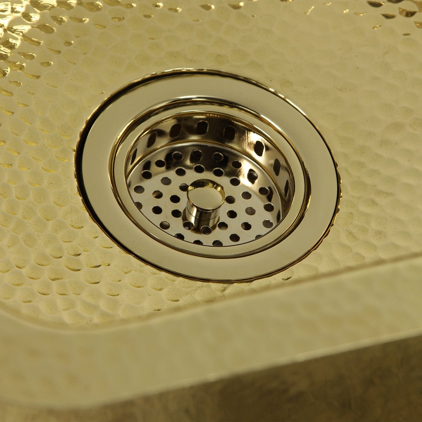 Nantucket 3.5" Polished Brass Kitchen Drain - 3.5 KDPB showcasing its elegant brass finish and stylish design.