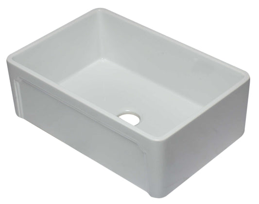 Top angle of Alfi 30" Reversible Fireclay sink showing arch design